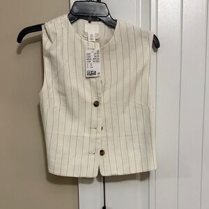 H&M Cream and Black Striped Vest